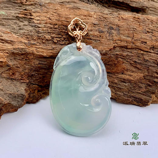 派瑞翡翠 18k金翡翠吊坠 冰种 白色 商品图4
