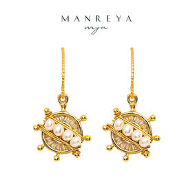 Manreya玛芮雅「海的女儿-船长精神」14K注金淡水珍珠耳钩