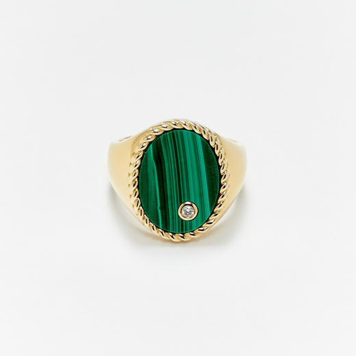 订购10周到｜Yvonne Leon-Signet Oval-9K黄金 孔雀石 椭圆戒面 戒指［法国设计师］ 商品图0