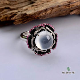 派瑞翡翠 18k金翡翠戒指 冰种 无色