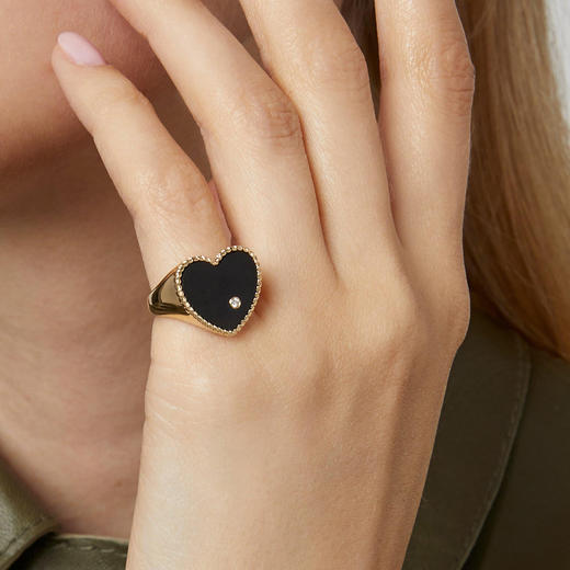 订购10周到｜Yvonne Leon-Signet Heart-9K黄金 黑玛瑙 爱心戒面 戒指［法国设计师］ 商品图3