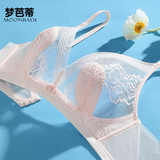 梦芭蒂内衣女夏季超薄蕾丝兔耳朵性感文胸无钢圈透气胸罩怡然似梦 商品图0