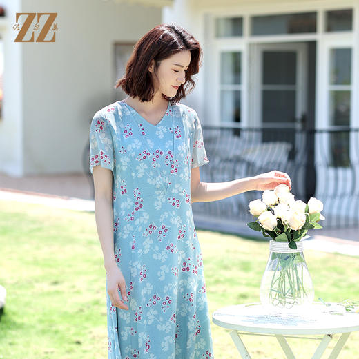 佐尔美夏季新款真丝桑蚕丝乔其连衣裙女E12LS49 商品图3