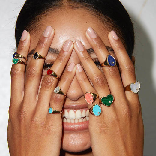 订购10周到｜Yvonne Leon-Signet Heart-9K黄金 孔雀石 爱心戒面 戒指［法国设计师］ 商品图4