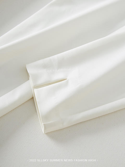 【69元福袋，不支持退换】熙世界气质白色休闲裤女八分小个子夏薄款时尚开叉OL风直筒西裤 商品图4