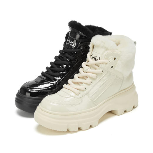 西村名物2020秋冬新款加绒时尚老爹鞋羊毛短靴X20DS42151 商品图0