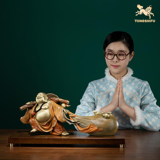 铜师傅 全铜摆件《财富弥勒》家居饰品 铜工艺品 摆件 商品图4