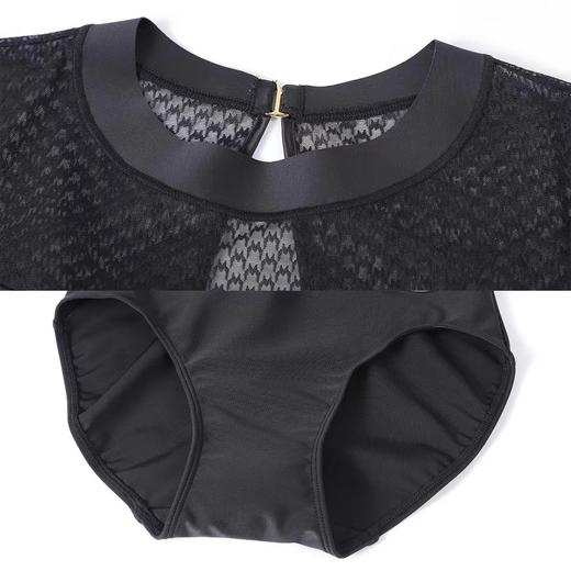 安莉芳网纱圆领长袖连体泳衣女士性感镂空遮肚泳装ES00126 商品图3