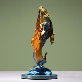 【6F】朱炳仁铜 鸿运锦鲤客厅办公室玄关摆件 中式艺术品创意家居装饰品铜雕礼品鲤鱼摆件 开业礼赠 鸿运锦鲤（黄）