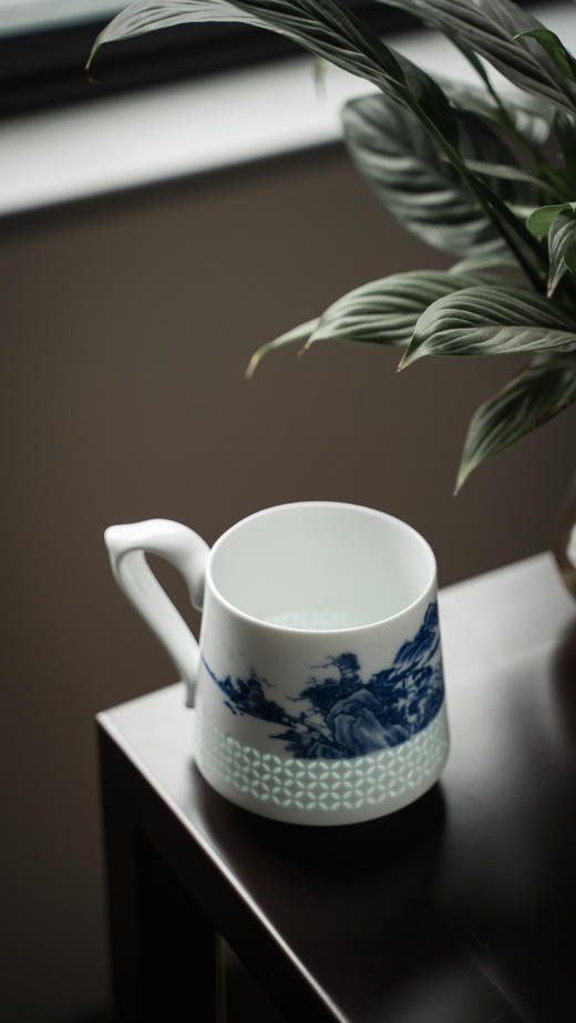 富玉  景德镇陶瓷釉下山水江南韵茶漏杯大容量水杯办公室泡茶茶杯 商品图3