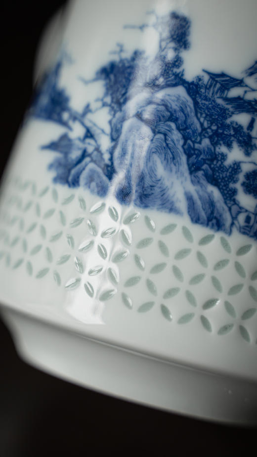 富玉  景德镇陶瓷釉下山水江南韵茶漏杯大容量水杯办公室泡茶茶杯 商品图4