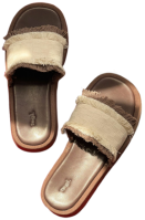 流苏帆布肌理牛仔厚底外穿户外拖鞋