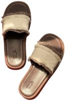 流苏帆布肌理牛仔厚底外穿户外拖鞋 商品图0