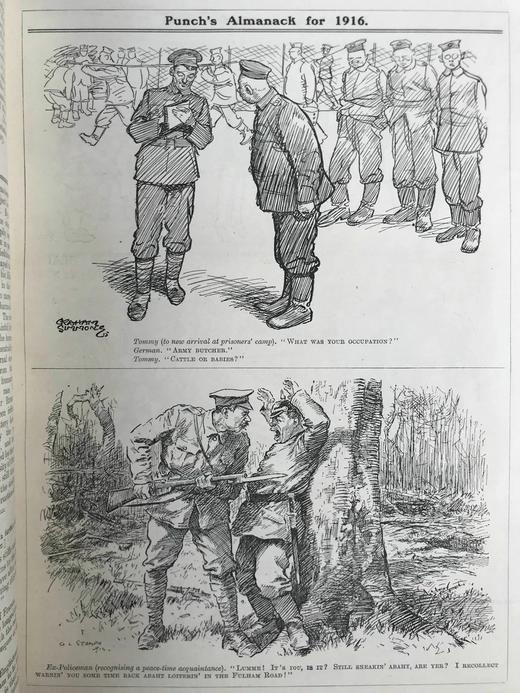 1916年1-6月 英国讽刺漫画杂志《笨拙》 数百幅插图 漆布精装16开 商品图9