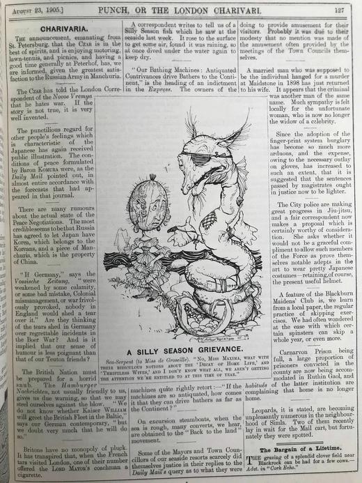 1905年7-12月 英国讽刺漫画杂志《笨拙》 数百幅插图 漆布精装16开 商品图9