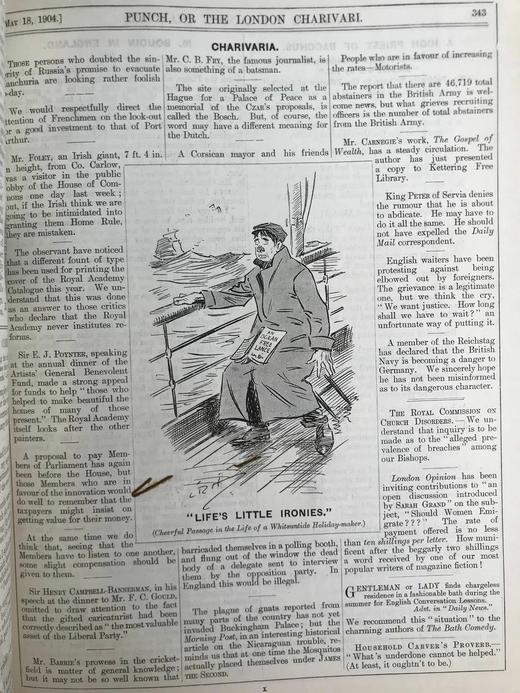 1904年1-6月 英国讽刺漫画杂志《笨拙》 数百幅插图 漆布精装16开 商品图9