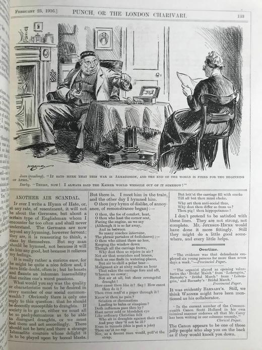 1916年1-6月 英国讽刺漫画杂志《笨拙》 数百幅插图 漆布精装16开 商品图13