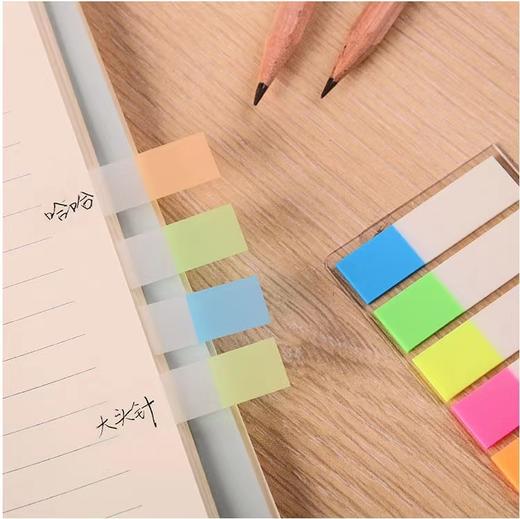 得力9062彩色记事贴便利贴5色荧光膜指示标贴记事贴分类标签贴荧光分类指示标签N次贴分页贴44*12mm 商品图4