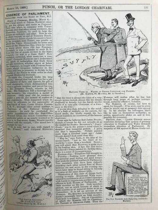 1899年1-6月 英国讽刺漫画杂志《笨拙》 数百幅插图 漆布精装16开 商品图8