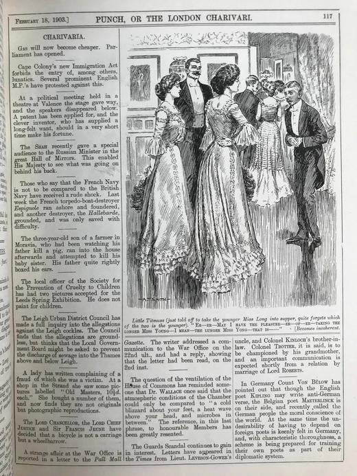 1903年1-6月 英国讽刺漫画杂志《笨拙》 数百幅插图 漆布精装16开 商品图11