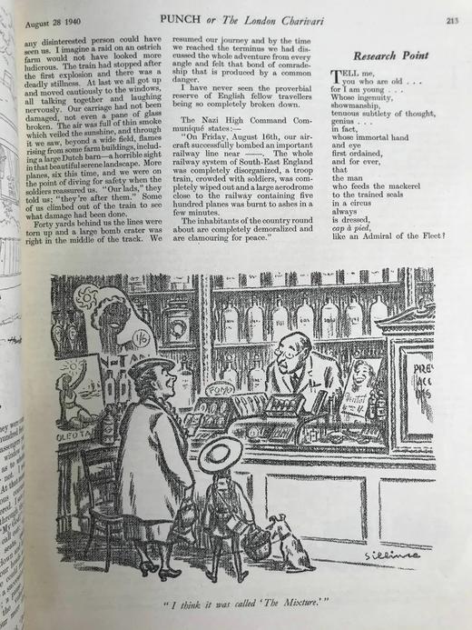 1940年7-12月 英国讽刺漫画杂志《笨拙》（含多幅彩色） 数百幅插图 漆布精装16开 商品图12