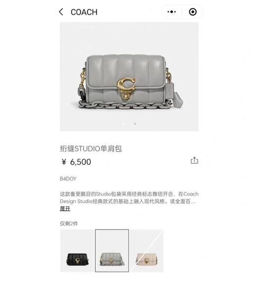 天花板来喽❗️Coach专柜新款Studio走秀款复古斜挎包 商品图6