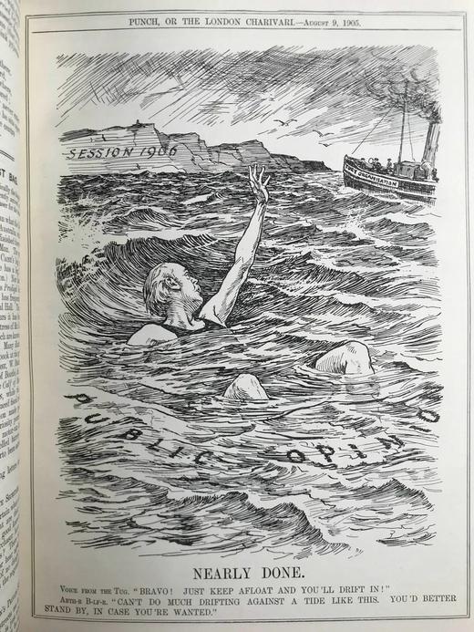 1905年7-12月 英国讽刺漫画杂志《笨拙》 数百幅插图 漆布精装16开 商品图11