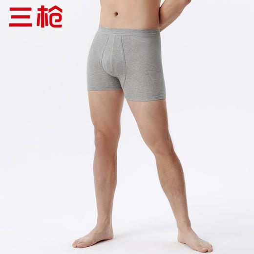 Threegun三枪 【舒肤棉】罗纹弹力男士平角短裤四角内裤（1条装）-50671B011 商品图4