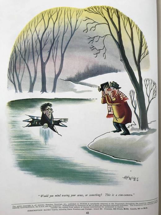 1952年1-6月 英国讽刺漫画杂志《笨拙》（含多幅彩色） 数百幅插图 漆布精装16开 商品图4