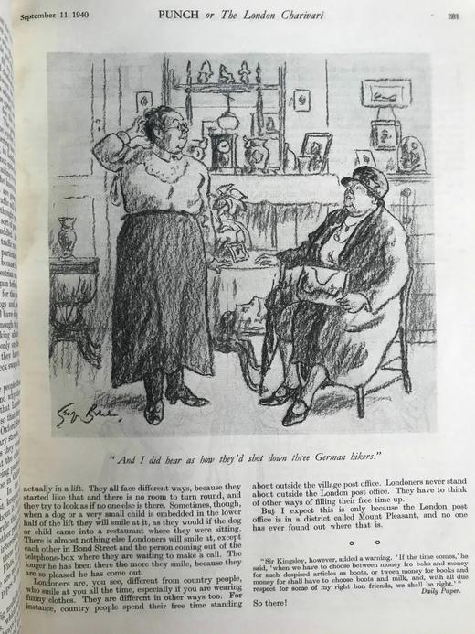 1940年7-12月 英国讽刺漫画杂志《笨拙》（含多幅彩色） 数百幅插图 漆布精装16开 商品图11