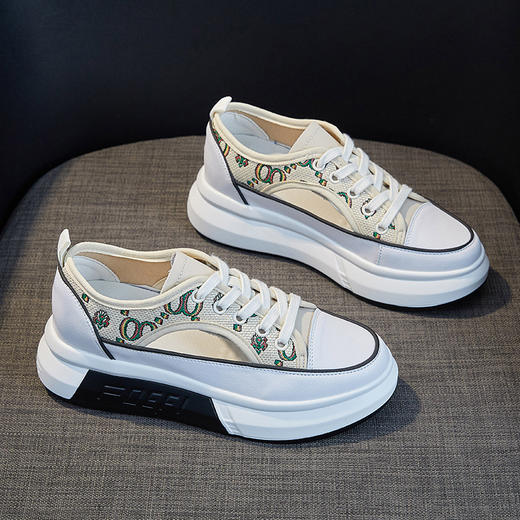 YGYB70628新款时尚气质休闲镂空透气厚底内帆布运动板鞋 商品图5