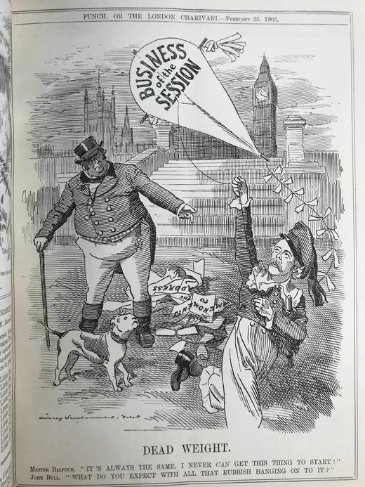 1903年1-6月 英国讽刺漫画杂志《笨拙》 数百幅插图 漆布精装16开 商品图8