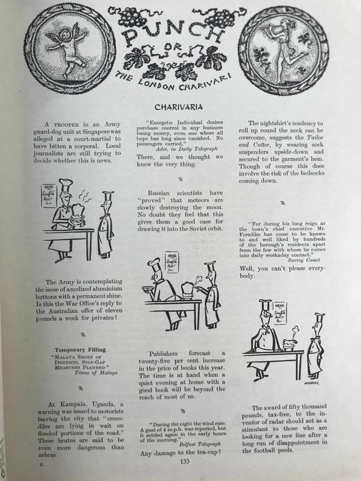 1952年1-6月 英国讽刺漫画杂志《笨拙》（含多幅彩色） 数百幅插图 漆布精装16开 商品图13