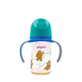 贝亲自然实感宽口径彩绘PPSU双把手奶瓶240ml