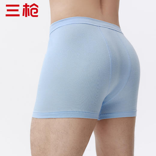 Threegun三枪 【舒肤棉】罗纹弹力男士平角短裤四角内裤（1条装）-50671B011 商品图7