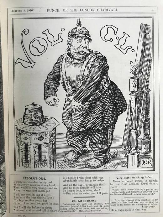 1916年1-6月 英国讽刺漫画杂志《笨拙》 数百幅插图 漆布精装16开 商品图6