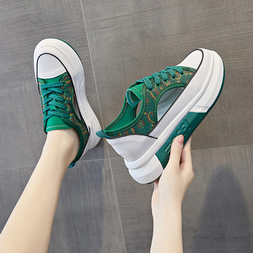 YGYB70628新款时尚气质休闲镂空透气厚底内帆布运动板鞋 商品图0