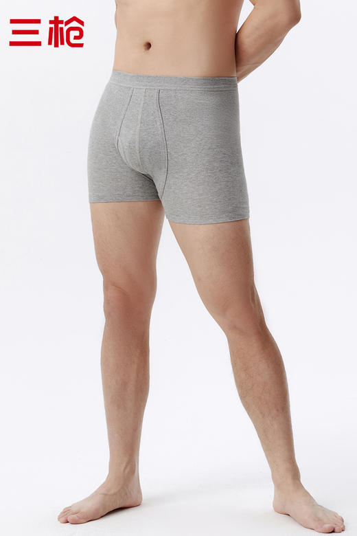 Threegun三枪 【舒肤棉】罗纹弹力男士平角短裤四角内裤（1条装）-50671B011 商品图9