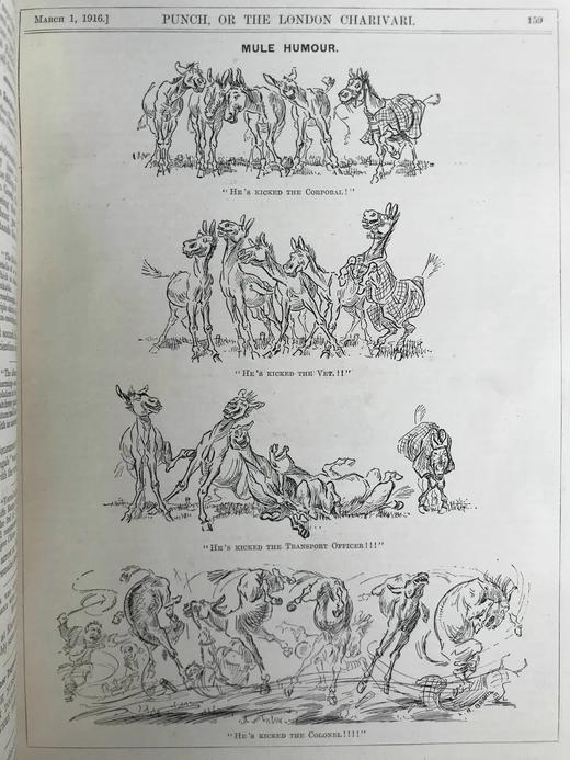 1916年1-6月 英国讽刺漫画杂志《笨拙》 数百幅插图 漆布精装16开 商品图12