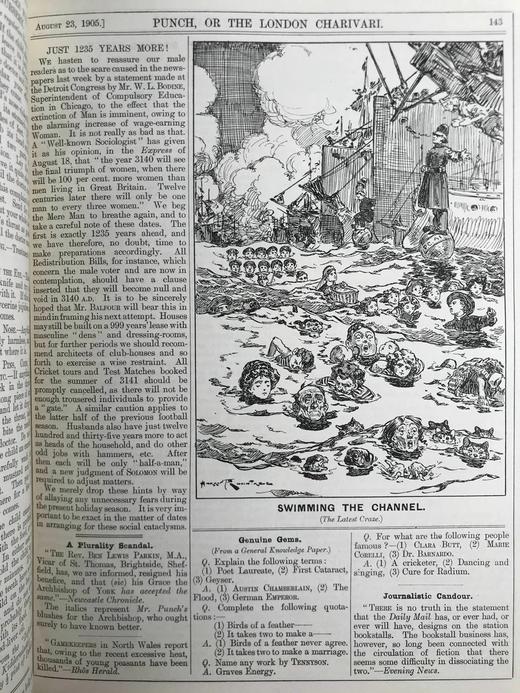 1905年7-12月 英国讽刺漫画杂志《笨拙》 数百幅插图 漆布精装16开 商品图8