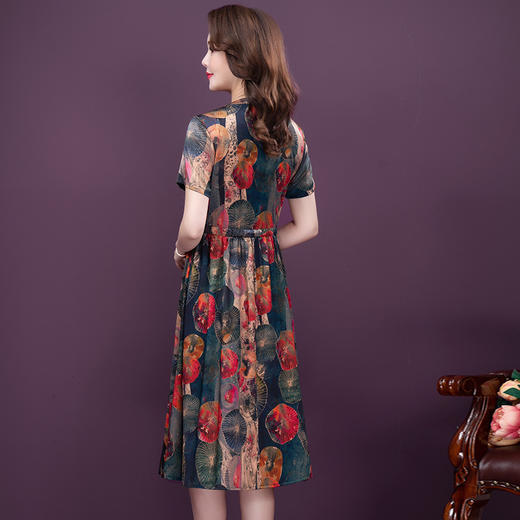 阔太太洋气大码，短袖气质宽松连衣裙YMR-8687 商品图3