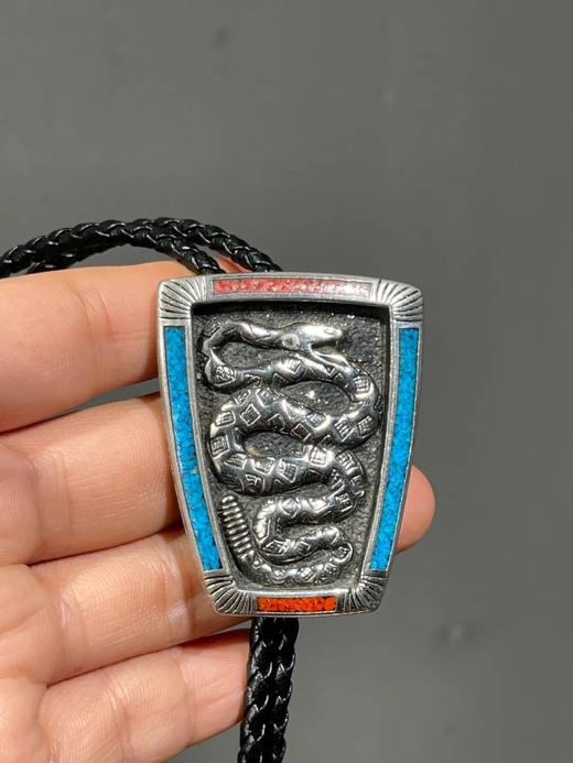 纯银嚮尾蛇纹编牛皮领口链，顺丰包邮 商品图11