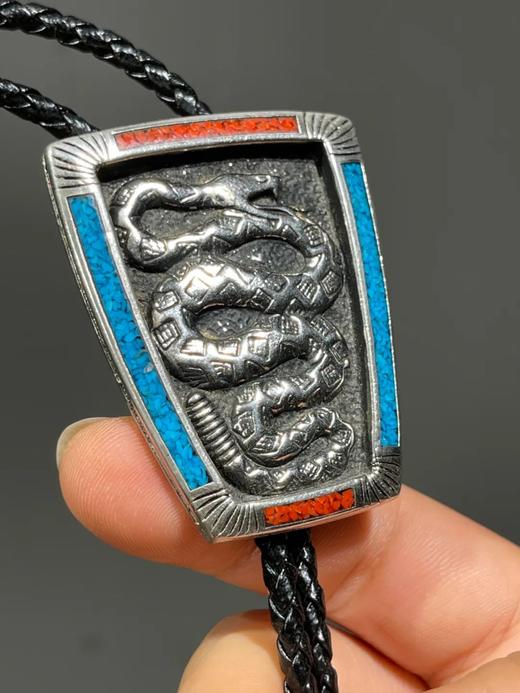 纯银嚮尾蛇纹编牛皮领口链，顺丰包邮 商品图7