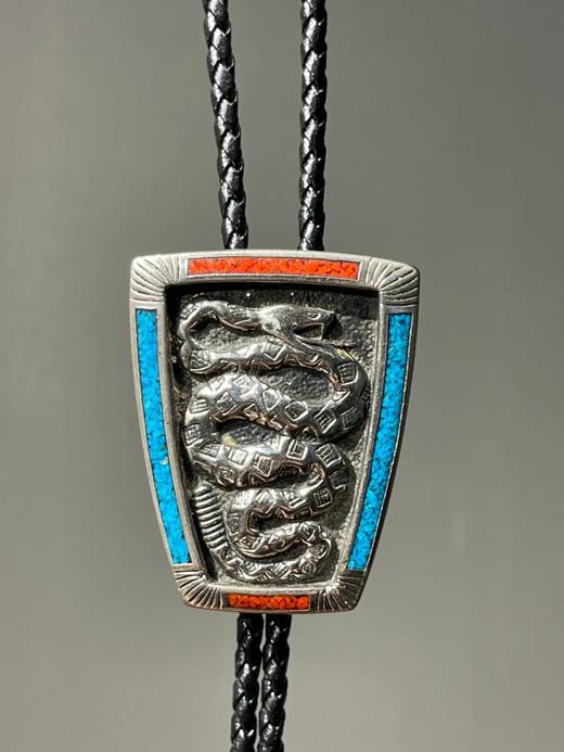 纯银嚮尾蛇纹编牛皮领口链，顺丰包邮 商品图3