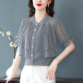 MZ802404 通勤2022夏季新款气质通勤女装休闲衬衫衣女显瘦百搭荷叶边上衣女