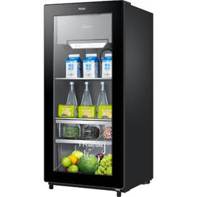 【带冷冻室】海尔冰吧家用小型透明玻璃门 红酒柜茶叶家用水果保鲜柜饮料冷藏柜立式冰柜办公室单门 121升 冷冻室可制冰 LC-121D