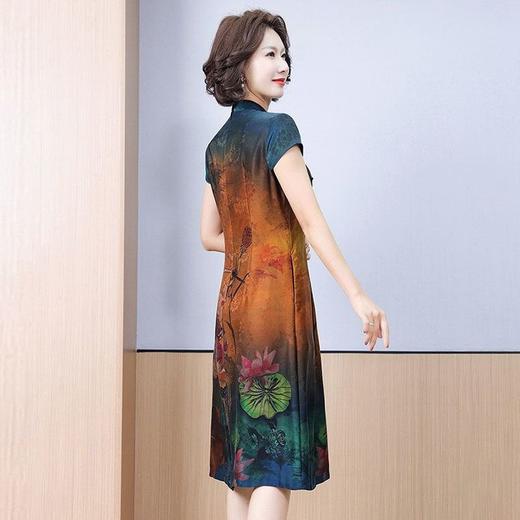 OLG-18J548 香云纱真丝连衣裙夏季女装短袖小个子旗袍刺绣桑蚕丝宽松裙子夏天 商品图5