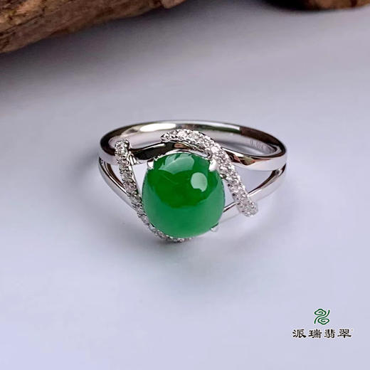 派瑞翡翠 18k金翡翠戒指 冰种 无色 商品图0