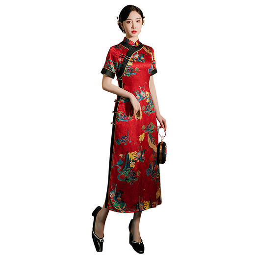 2022春夏新款复古改良中国风长款短袖大码旗袍 GSJ-3053 商品图4