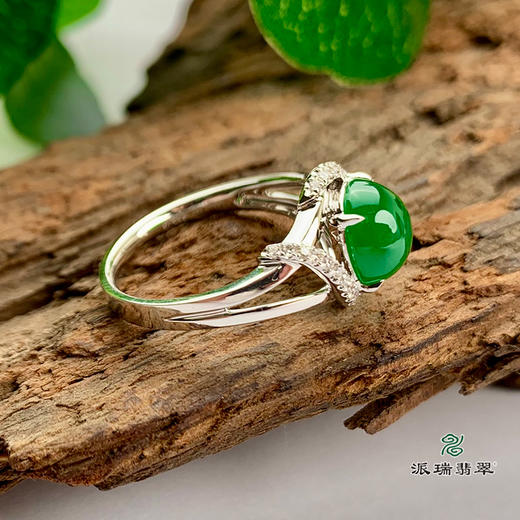 派瑞翡翠 18k金翡翠戒指 冰种 无色 商品图3